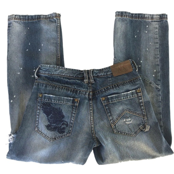 armani paint splatter jeans